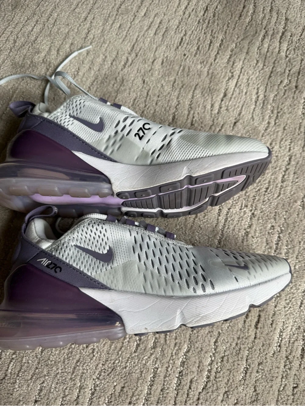 Nike Women’s Air Max 270 Sneakers - White & Purple - Picture 1 of 6